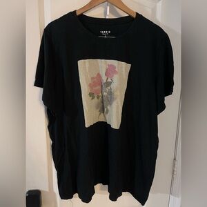 Torrid Black Tee with Floral Graphic